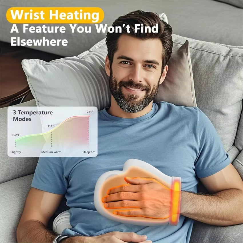 Electric Heat Compression Hand Massager – Cordless 3-Level Air Compression & Heated Therapy
