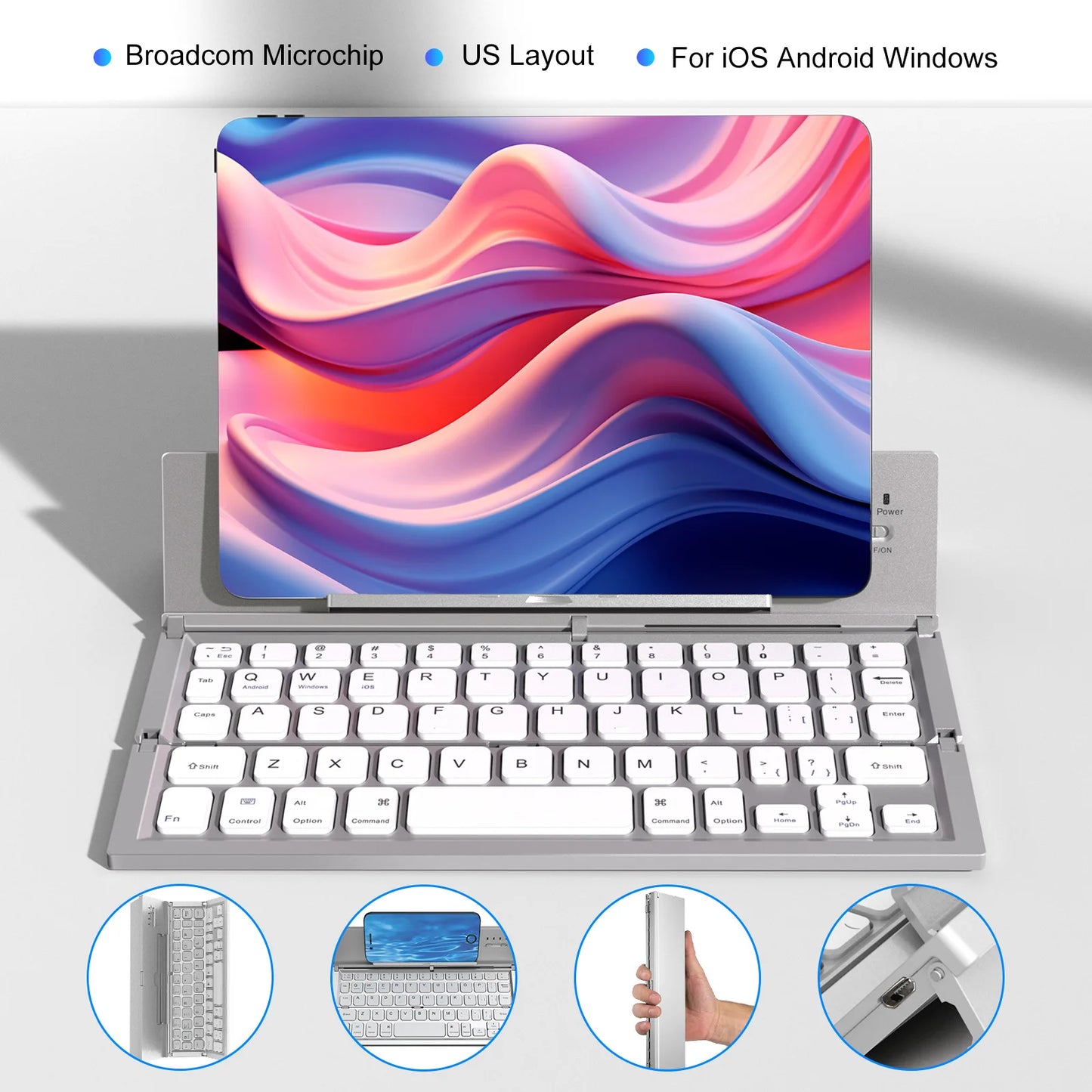 Teclado Bluetooth inalámbrico plegable ultrafino