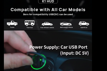 KWHUD Visor Universal de Carro – Conta-quilómetros GPS e Projetor de Velocidade para Para-brisas, USB Plug & Play para Todos os Veículos