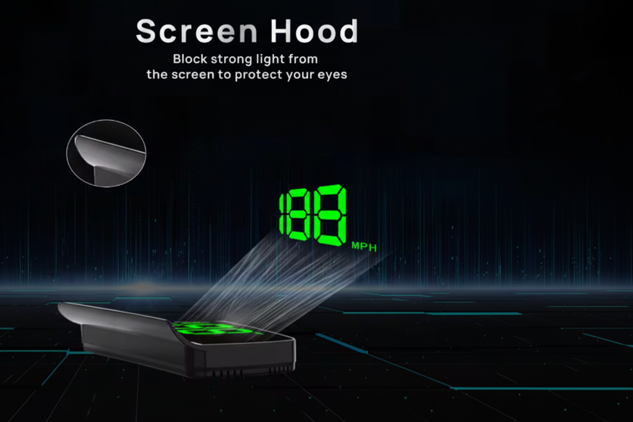 KWHUD Visor Universal de Carro – Conta-quilómetros GPS e Projetor de Velocidade para Para-brisas, USB Plug & Play para Todos os Veículos