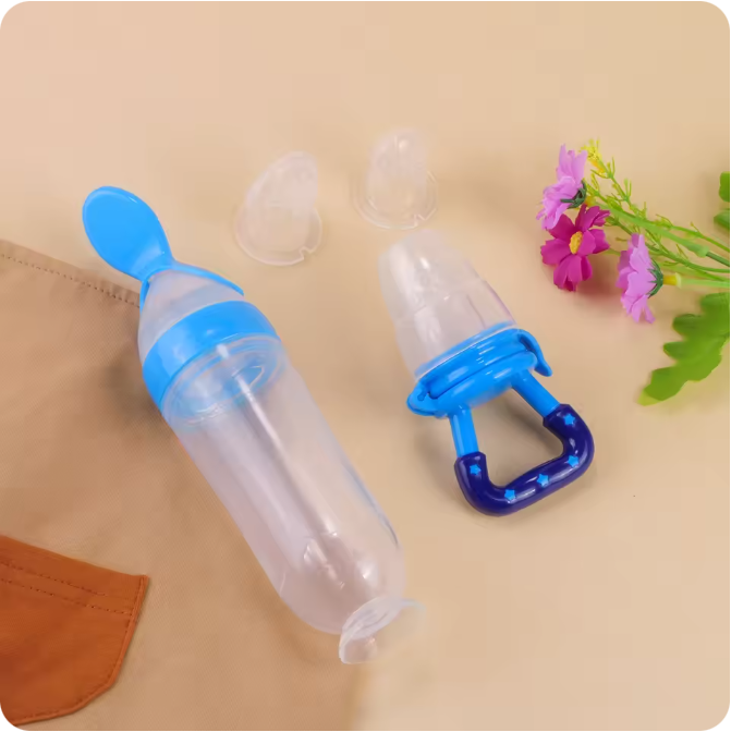 Cuchara alimentadora y biberón de entrenamiento de silicona para bebés
