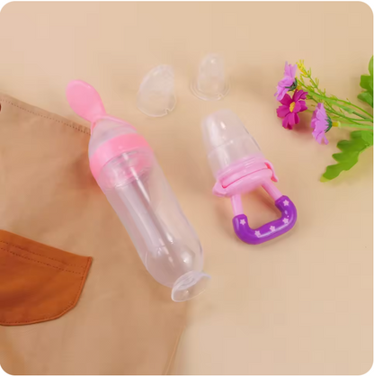 Cuchara alimentadora y biberón de entrenamiento de silicona para bebés
