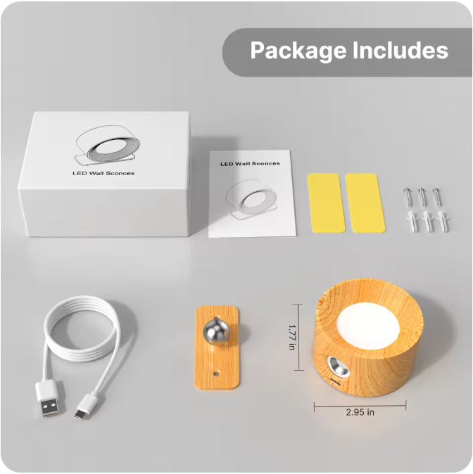 Candeeiro de Parede LED de Controlo Tátil Magnético 360°