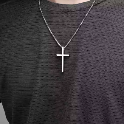 Colar de Cruz em Aço Inoxidável para Homem