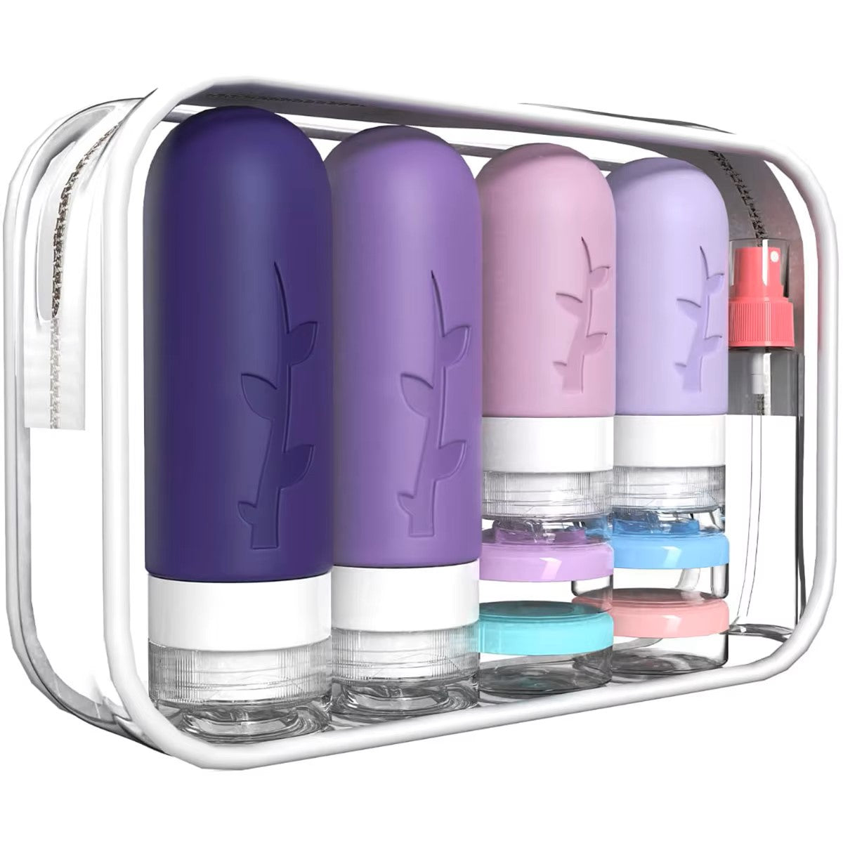 17-Pcs. Leakproof Travel Bottle Set, Silicone Containers for Shampoo, Lotion, & Soap with Storage Bag