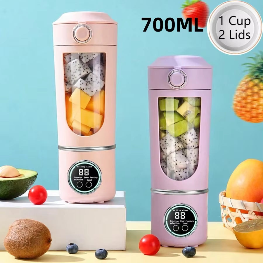 Vaso Licuadora y Extractor de Jugo Portátil de 700 ml – Batidora de Alta Potencia de 12 Cuchillas – Recargable por USB-C