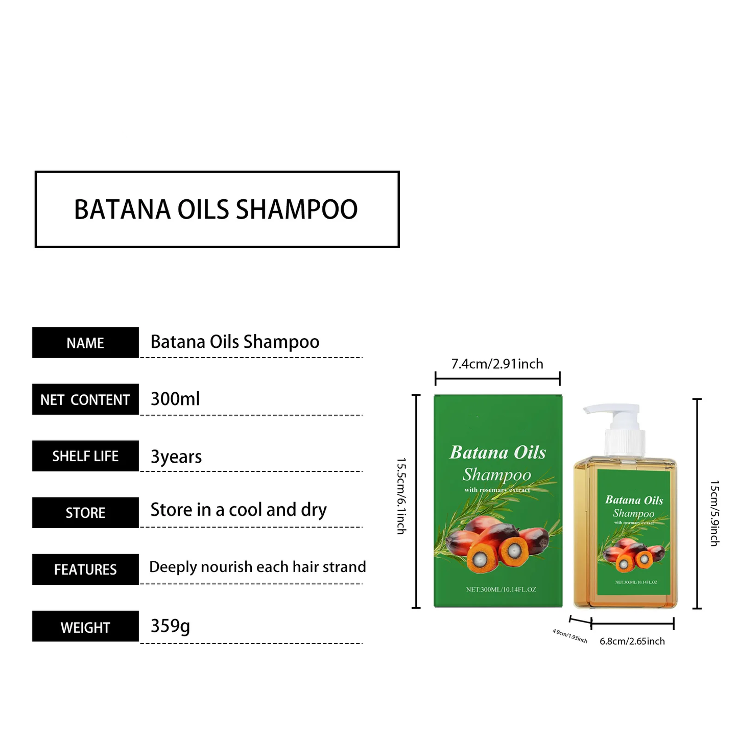 Shampoo Revitalizante de Óleo de Batana e Alecrim