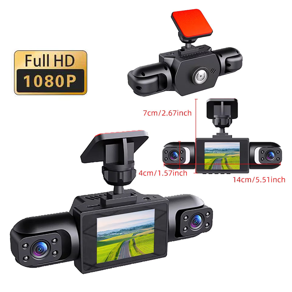 E-ACE Câmara de Tablier de Carro de 4 Canais 360° – Gravador de Vídeo de Lente Quádrupla 1080P – Câmara de Tablier Tudo-em-Um Dianteira, Esquerda, Direita e Traseira