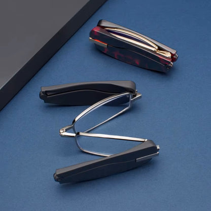 Gafas de lectura plegables: lectores de bolsillo portátiles con rotación de 360° y luz azul anti-azul para hombres y mujeres – Compactas y cómodas de alta definición