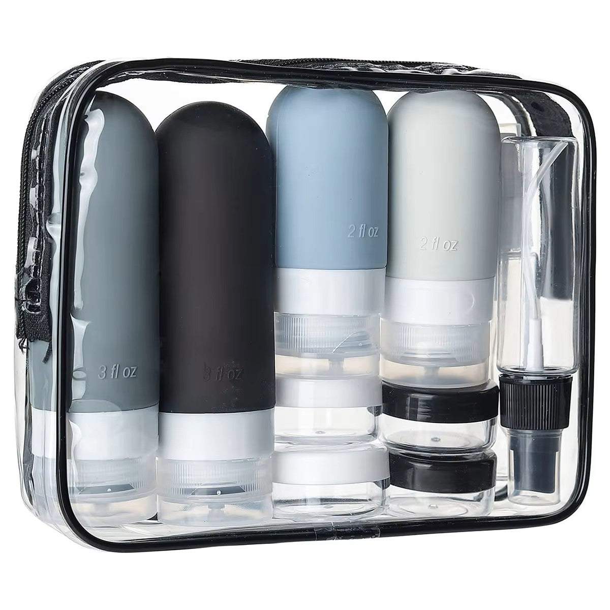 17-Pcs. Leakproof Travel Bottle Set, Silicone Containers for Shampoo, Lotion, & Soap with Storage Bag