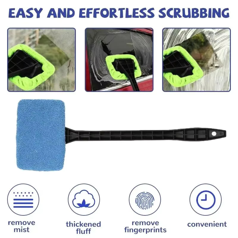 Long-Handled Windshield Cleaning Tool – Extendable Microfiber Glass Washer