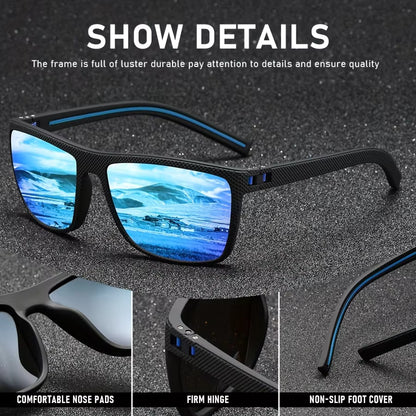 Óculos de Sol Desportivos Polarizados T218 para Homem – Armação Grande Quadrada Antirreflexo – Proteção UV Resistente a Impactos