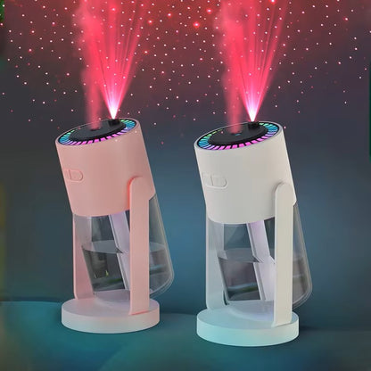 Humidificador portátil con proyector de cielo estrellado - Máquina de niebla ultrasónica y luz de galaxia giratoria 2 en 1 para el hogar, el coche y el dormitorio