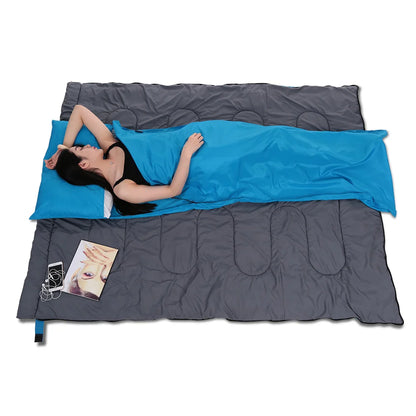 Forro de Saco Cama Portátil com Fronha para Viagens e Campismo