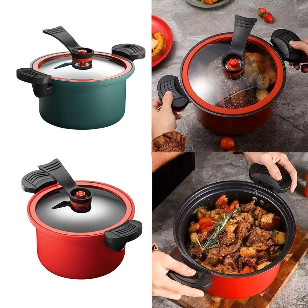 Olla Guisera Antiadherente de Micro-Presión de 3.5L – Olla Universal para Sopas y Carnes