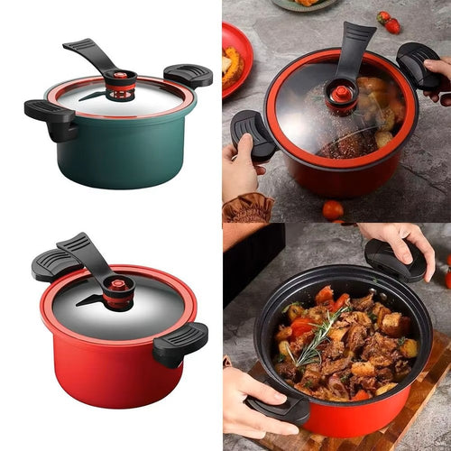 Olla Guisera Antiadherente de Micro-Presión de 3.5L – Olla Universal para Sopas y Carnes