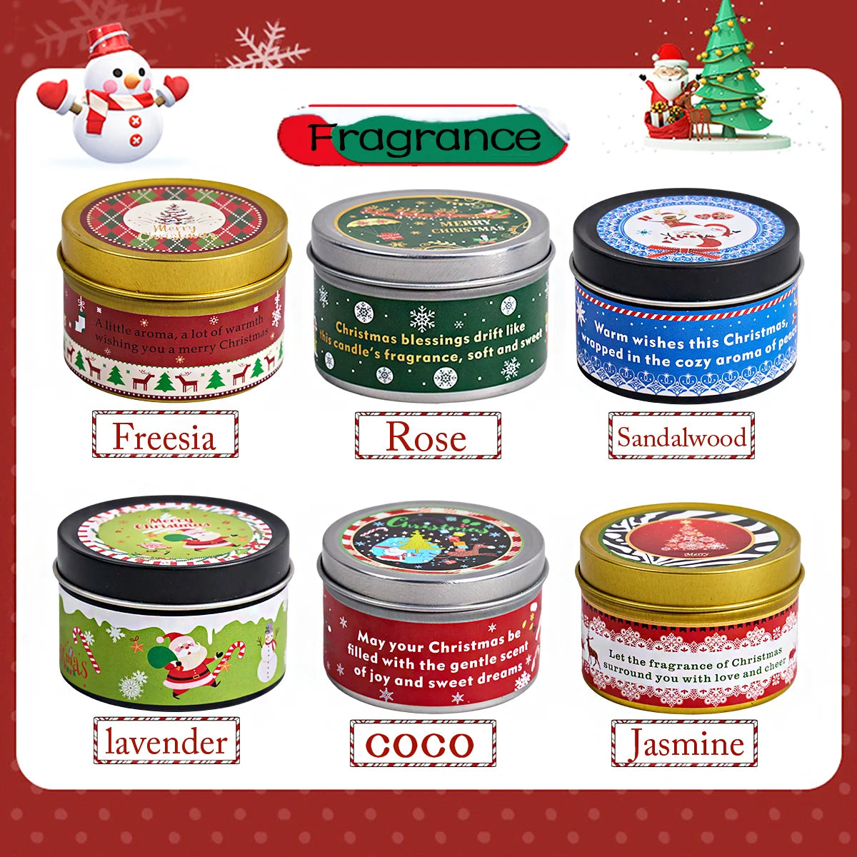 Juego de regalo de velas aromáticas navideñas – Paquete de 6 de aromaterapia festiva