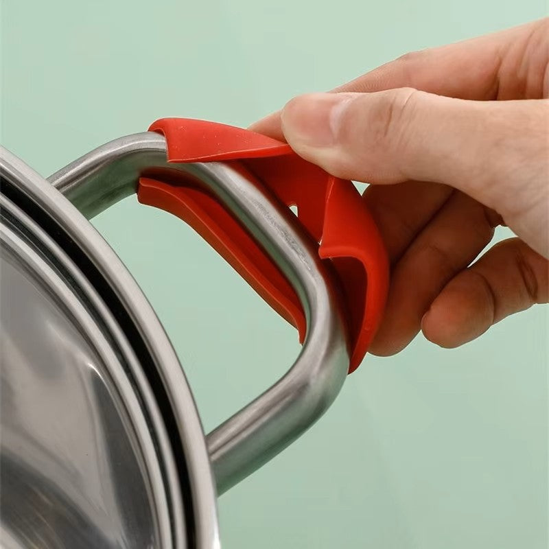 Fundas de silicona resistentes al calor para asas de olla – Agarraderas antideslizantes con aislamiento térmico para cacerolas, vaporeras y sartenes