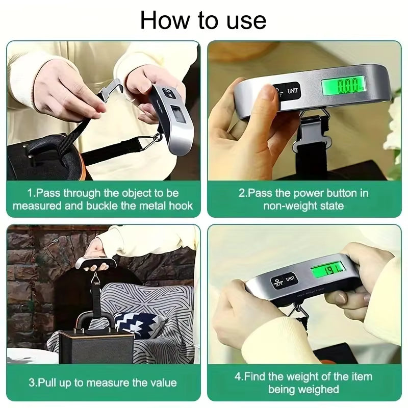 Portable Digital Luggage Scale – 50kg/110lb High Precision Handheld Suitcase Scale