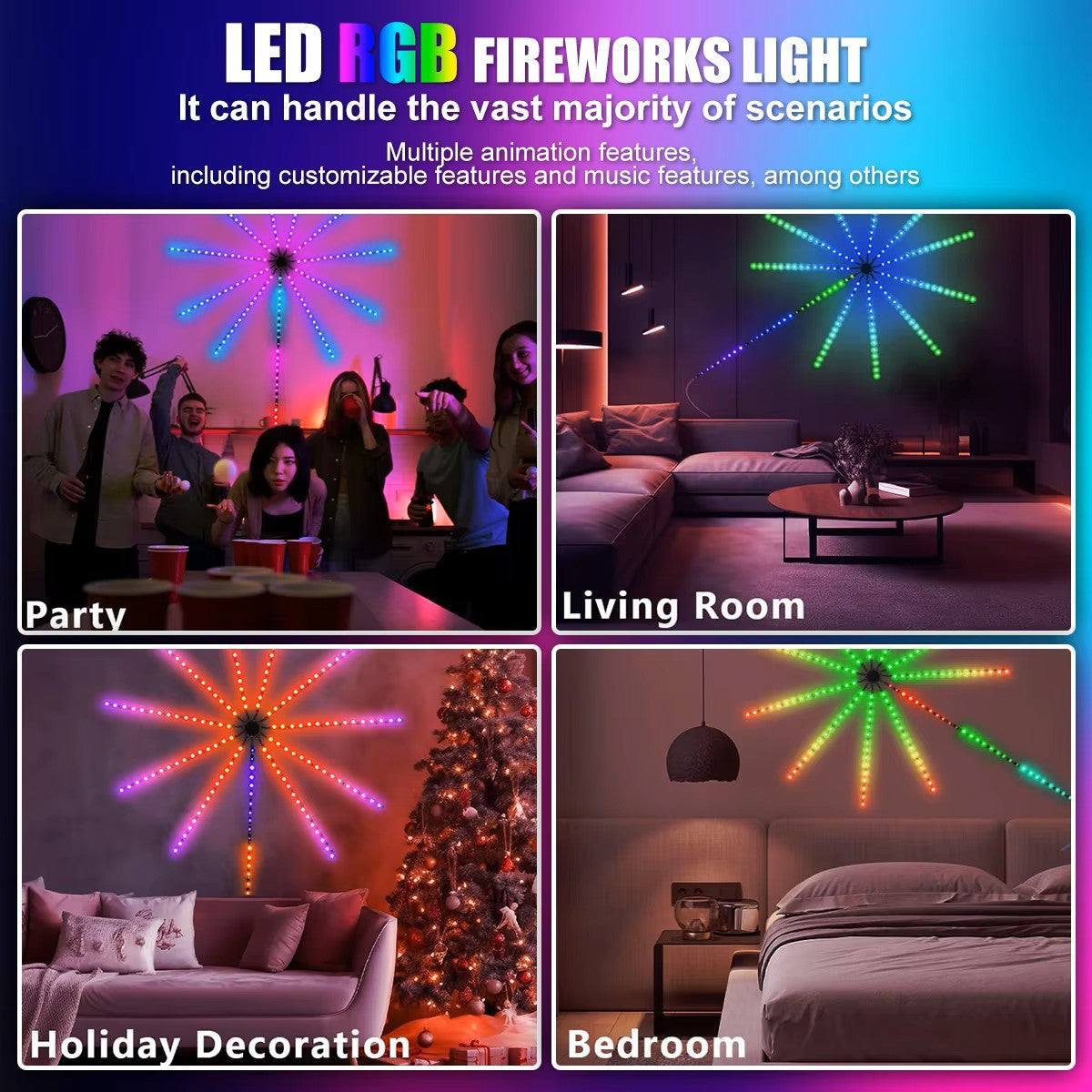 Fita de LED RGBIC Fogo de Artifício – Bluetooth + Controlo por Aplicação Luz Néon