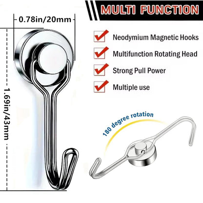 Ganchos Magnéticos de Serviço Pesado (16mm / 20mm, Neodímio, Tração Forte)