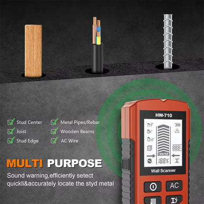 Detector de montantes y escáner de pared multifunción 4 en 1 - Rastreador electrónico de profundidad de madera