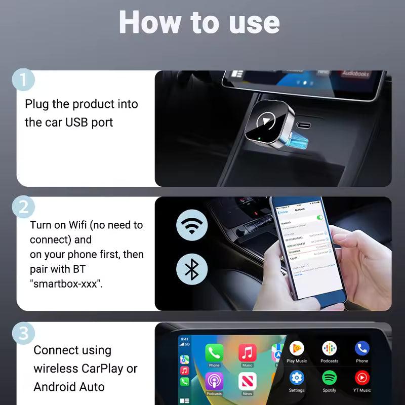 2-in-1 Universal Wireless Car Adapter