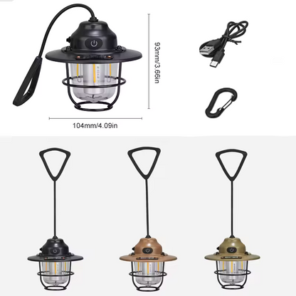 Portable Camping Lantern - Waterproof, Dimmable with Rechargeable 1200mAh Battery