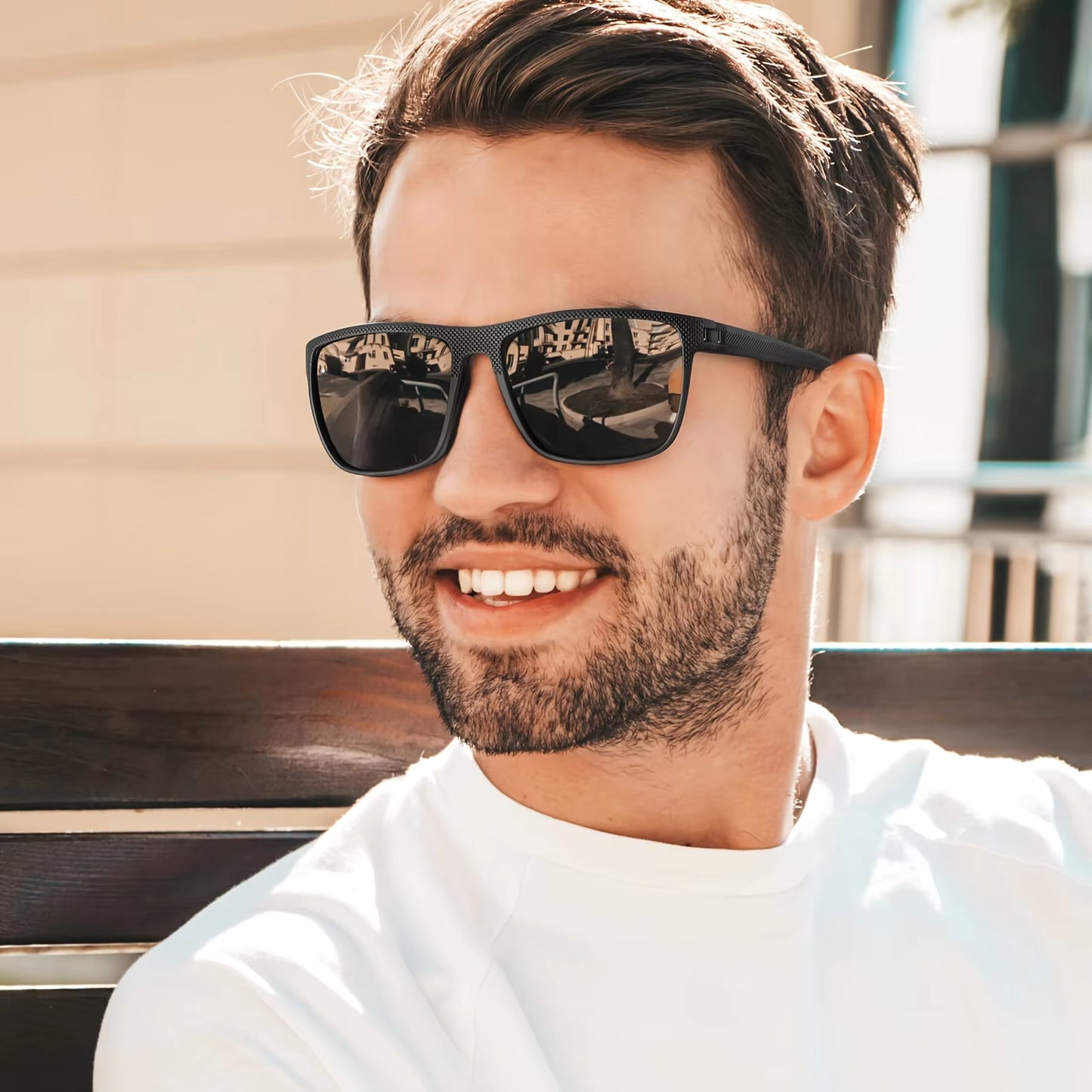 Óculos de Sol Desportivos Polarizados T218 para Homem – Armação Grande Quadrada Antirreflexo – Proteção UV Resistente a Impactos
