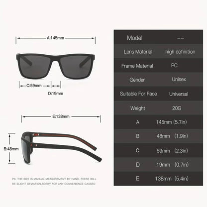 Óculos de Sol Desportivos Polarizados T218 para Homem – Armação Grande Quadrada Antirreflexo – Proteção UV Resistente a Impactos