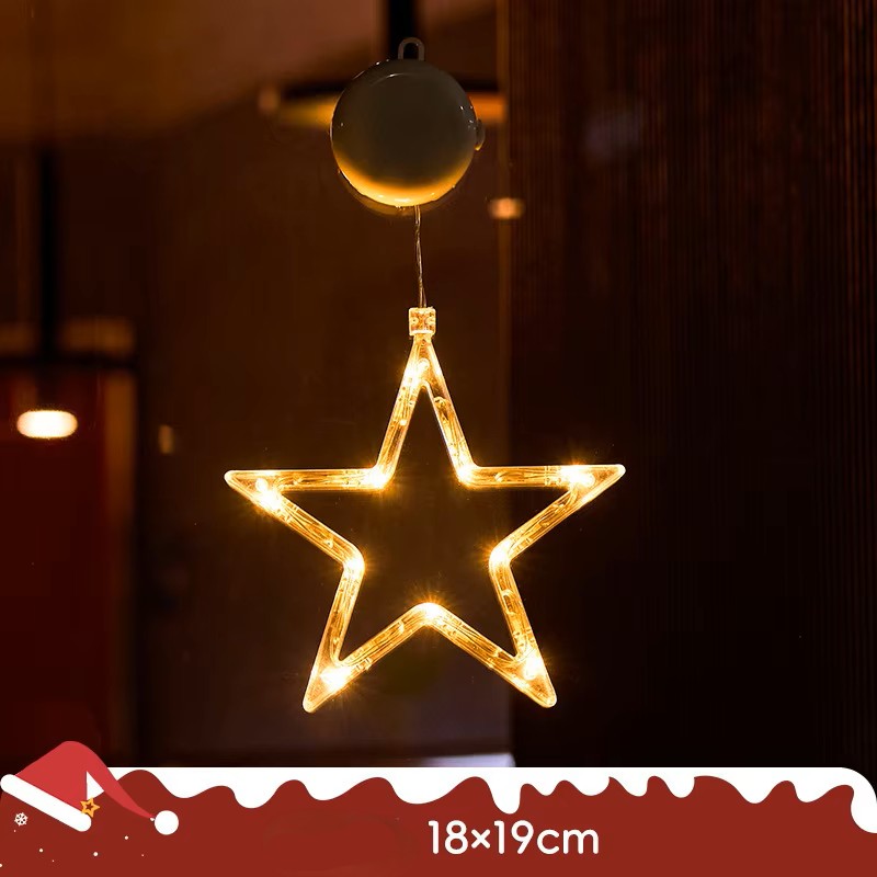Lámpara colgante de ventosa LED de Navidad con copo de nieve y Papá Noel – Decoración festiva para ventana/pared