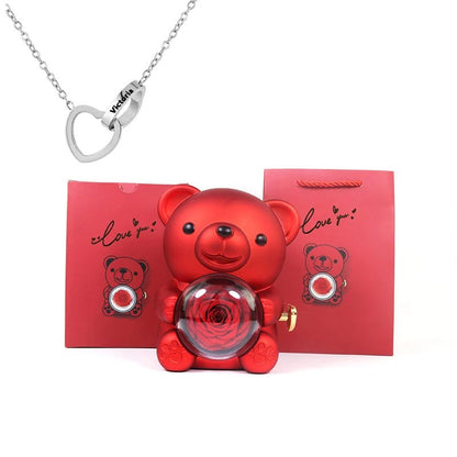 Oso de peluche - Caja de regalos con rosas eternas