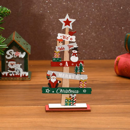 Ornamento de Mesa Árvore de Natal em Madeira – Decoração de Mesa de Férias