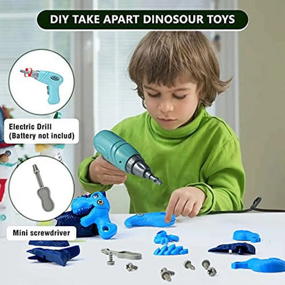 Conjunto de Construção Dinossauro Desmontável – Brinquedo de Construção STEM com Berbequim Elétrico