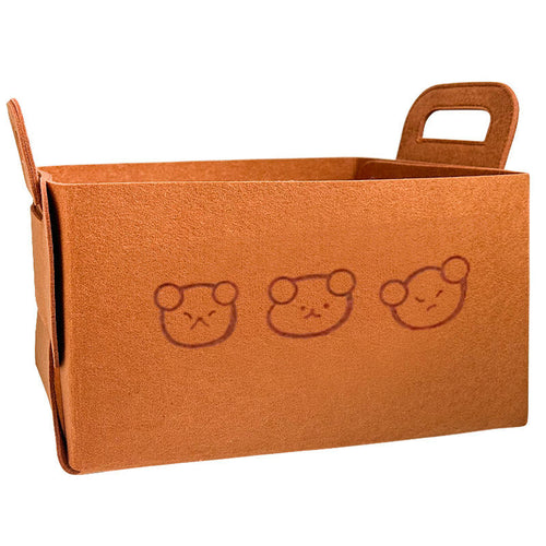 Cesto de Arrumação Dobrável em Feltro Bordado com Urso – Organizador Multiusos