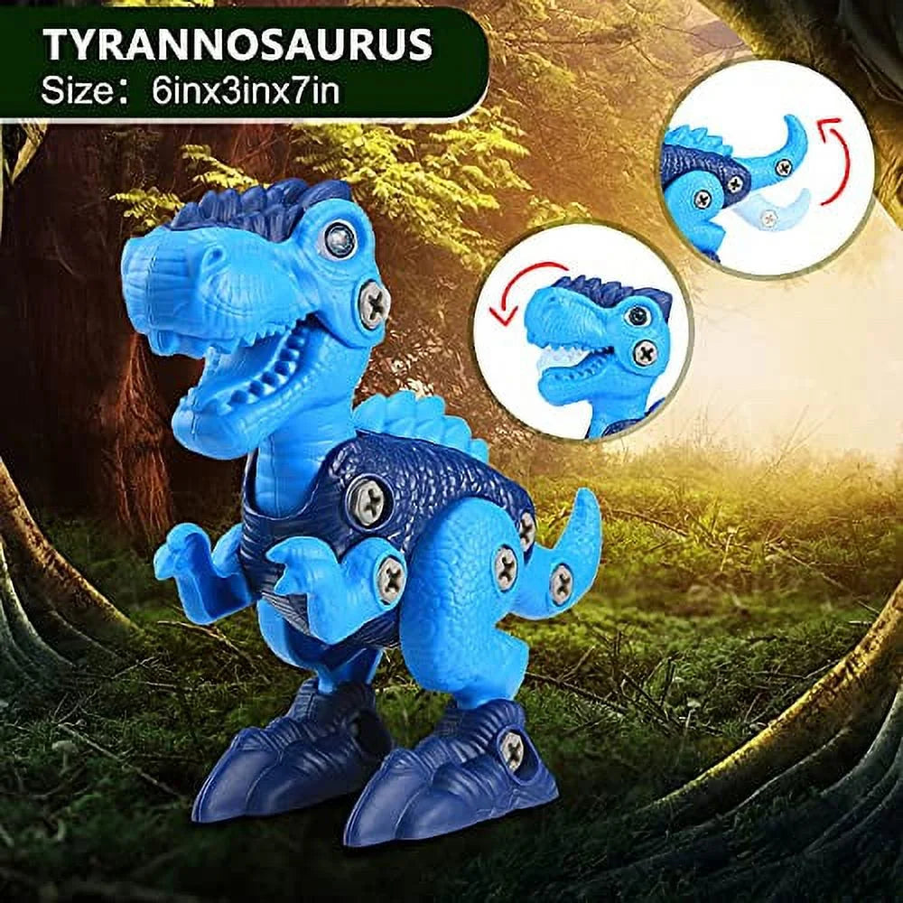 Conjunto de Construção Dinossauro Desmontável – Brinquedo de Construção STEM com Berbequim Elétrico