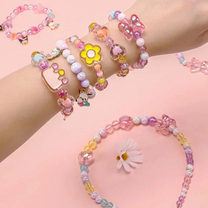 Acrylic Beads Kit 174pcs – Heart, Flower & Round Spacer Loose Beads for Bracelet & Keychain Jewelry Making Crafts
