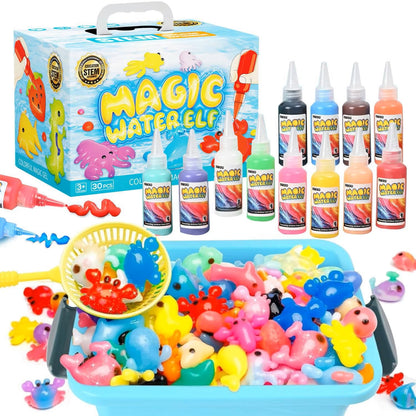 Kit Elfo Mágico de Água – Conjunto de Gel de Fada Aquática com 12 Géis Mágicos e 12 Moldes | Brinquedo STEM Macio DIY para Crianças
