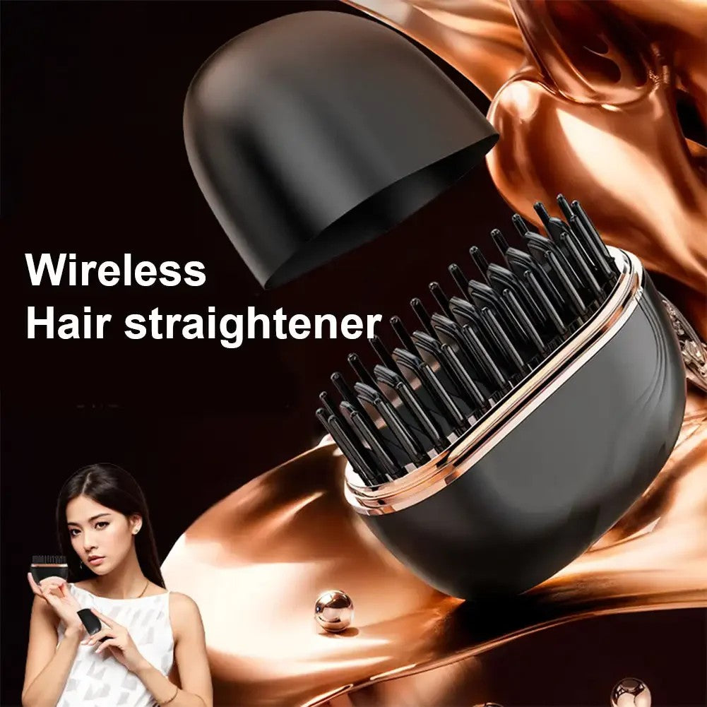 Cepillo Alisador de Pelo Inalámbrico – 3 Temperaturas Ajustables, Calentamiento Rápido, Eléctrico