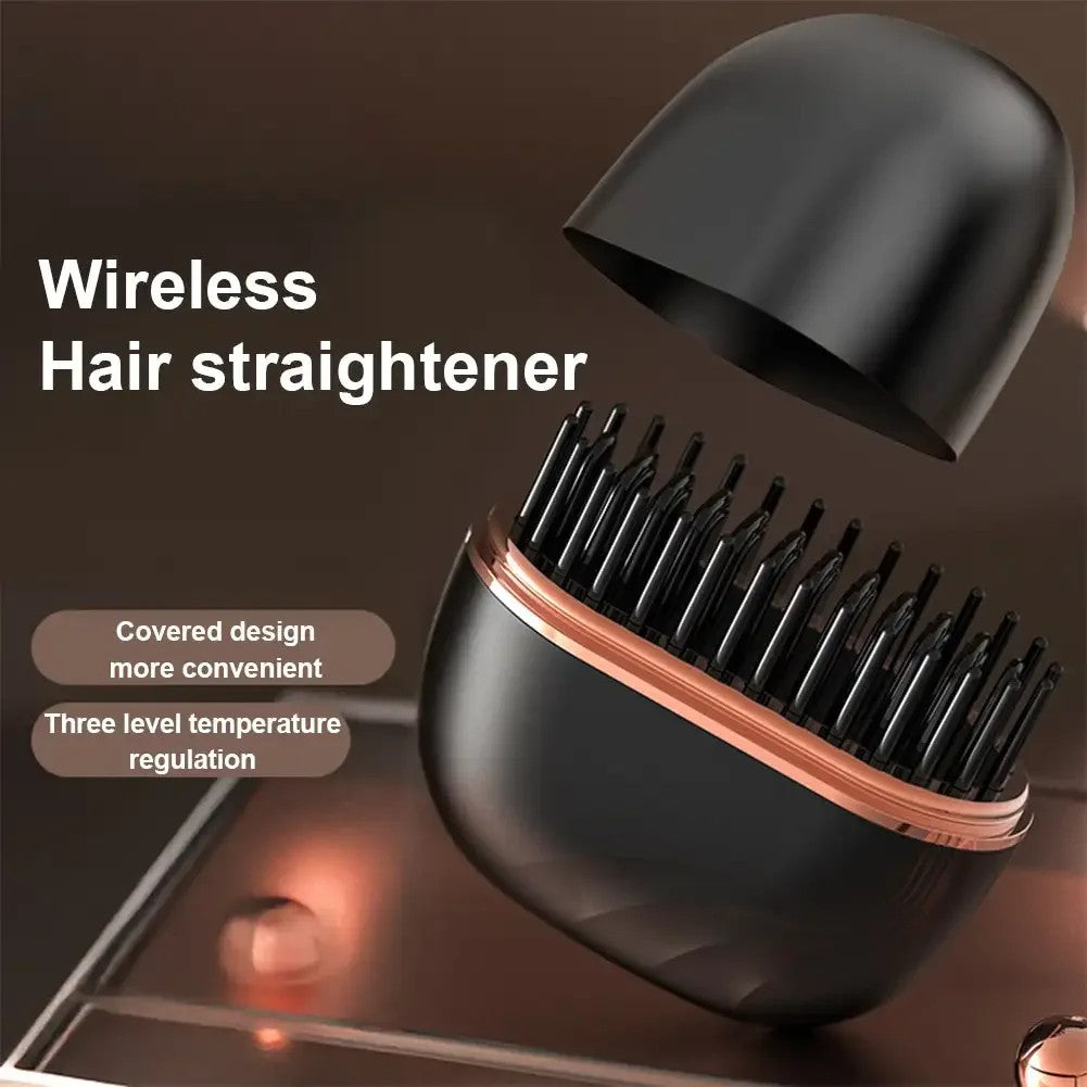 Cepillo Alisador de Pelo Inalámbrico – 3 Temperaturas Ajustables, Calentamiento Rápido, Eléctrico