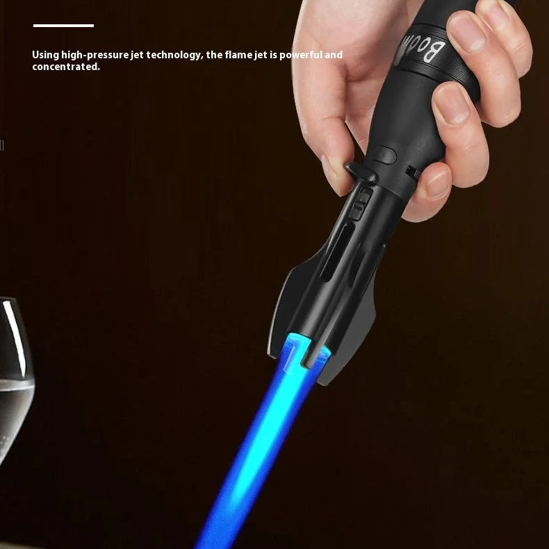 Isqueiro Maçarico Rocket – Maçarico de Butano de Chama Azul à Prova de Vento com Trava de Segurança e Design Fidget Spinner