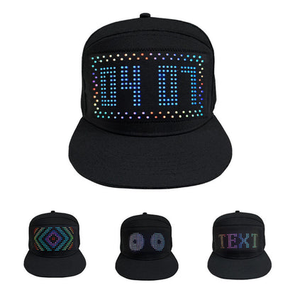 Boné de Basebol LED Bluetooth Inteligente – Ecrã Multilingue Programável