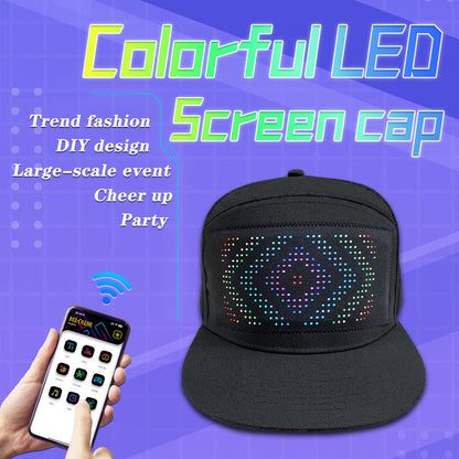 Boné de Basebol LED Bluetooth Inteligente – Ecrã Multilingue Programável