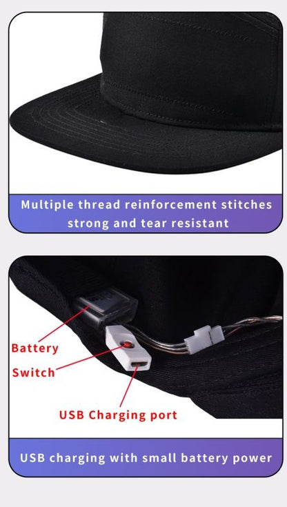 Boné de Basebol LED Bluetooth Inteligente – Ecrã Multilingue Programável