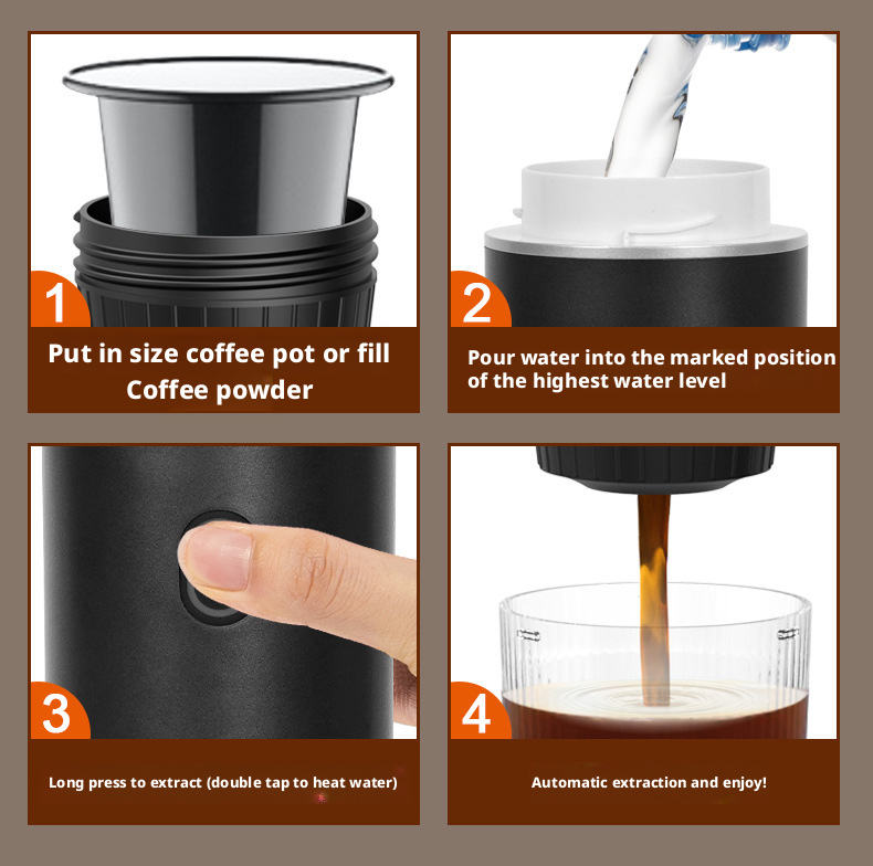 Wireless Portable Espresso Maker 3-in-1 Capsule & Ground Coffee Travel Machine