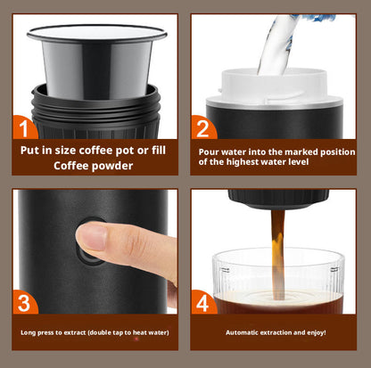 Wireless Portable Espresso Maker 3-in-1 Capsule & Ground Coffee Travel Machine