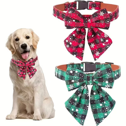 Christmas Dog Collar with Detachable Bow Tie