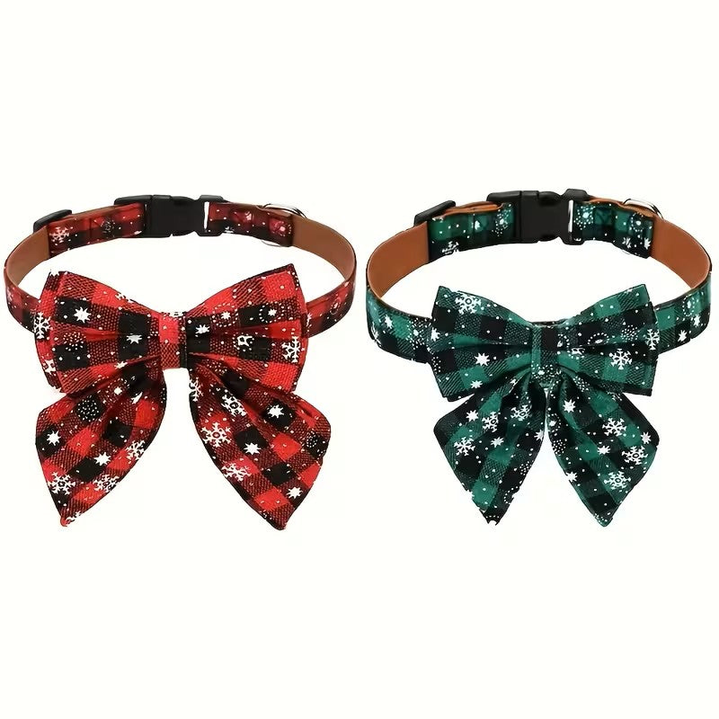 Christmas Dog Collar with Detachable Bow Tie