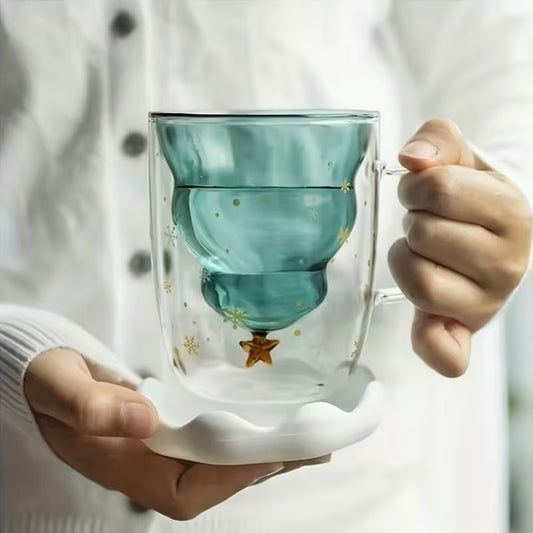 Elegant Christmas Glass Coffee Cup