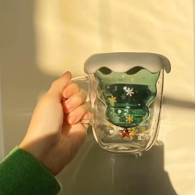Elegant Christmas Glass Coffee Cup